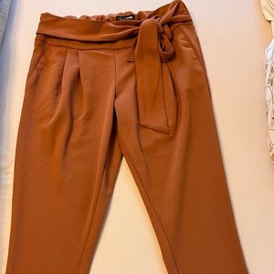 Fashion Nova Paper Bag High Waisted Pants in Tan